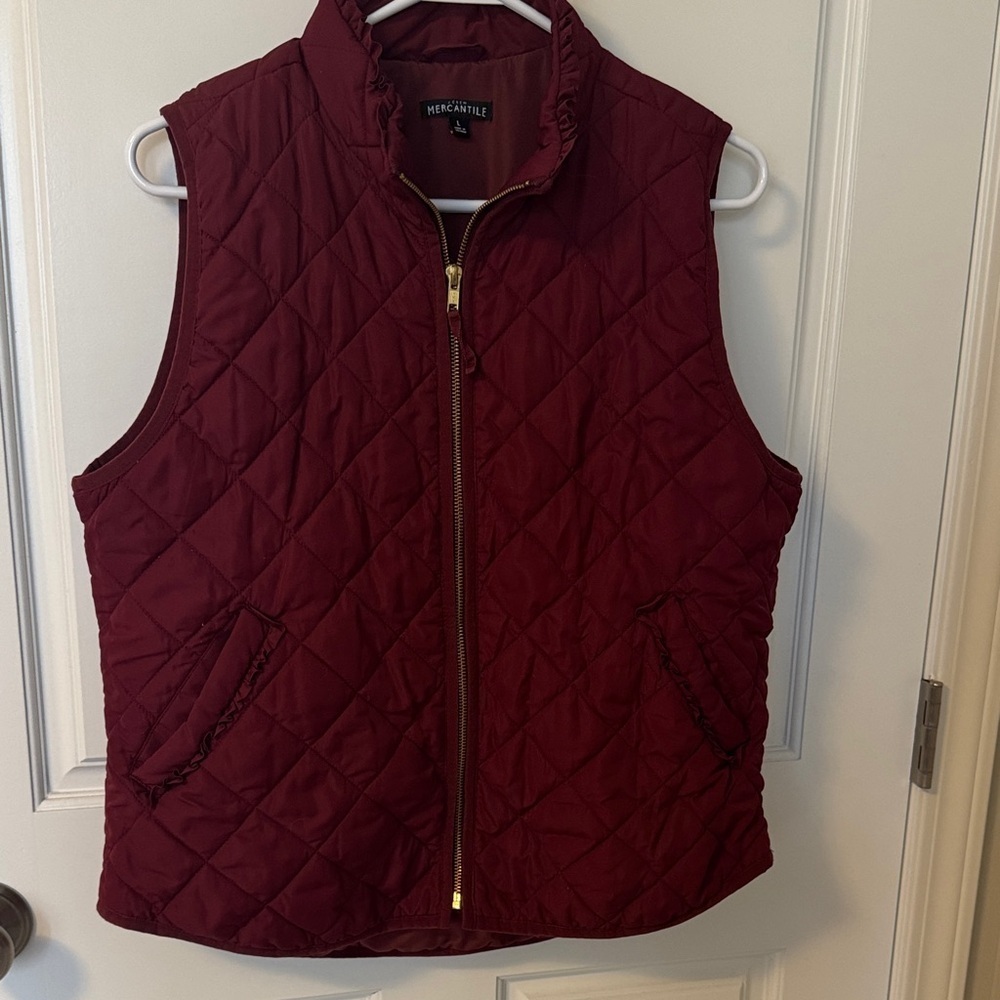 J. Crew Women's Quilted Maroon Vest